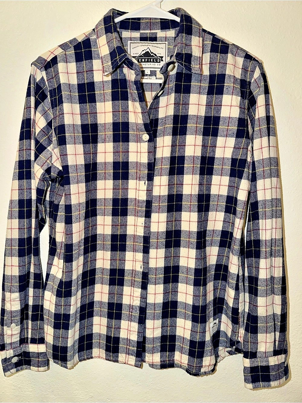 Penfield Men's Plaid Button Down Shirt Blue & White Size Large
